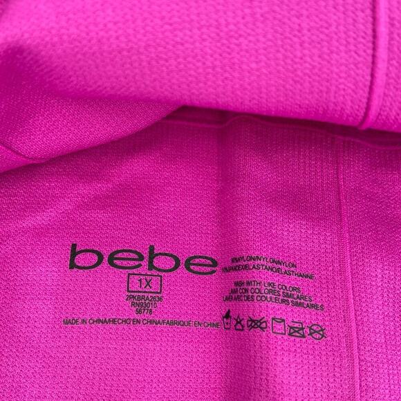 Bebe Seamless Comfort Bras 2 Pack Size 1X Black Pink Longline - Picture 5 of 9